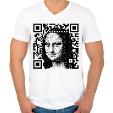 PRINTFASHION Mona Lisa - Férfi V-nyakú póló - Fehér