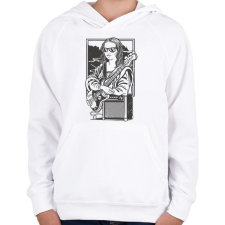 PRINTFASHION Mona Lisa gitáros - Gyerek kapucnis pulóver - Fehér gyerek pulóver, kardigán