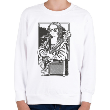 PRINTFASHION Mona Lisa gitáros - Gyerek pulóver - Fehér gyerek pulóver, kardigán