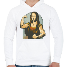 PRINTFASHION Mona Lisa kigyúrva - Férfi kapucnis pulóver - Fehér férfi pulóver, kardigán