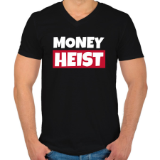 PRINTFASHION MONEY HEIST 2 - Férfi V-nyakú póló - Fekete férfi póló