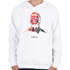 PRINTFASHION Money Heist - Berlin - Gyerek kapucnis pulóver - Fehér