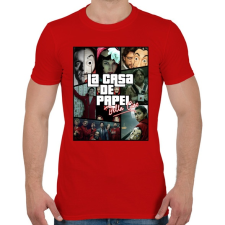 PRINTFASHION Money Heist - Férfi póló - Piros férfi póló