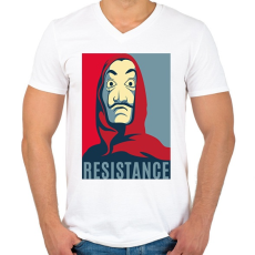 PRINTFASHION Money Heist - Férfi V-nyakú póló - Fehér