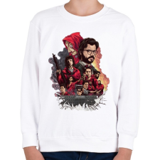 PRINTFASHION Money Heist - Gyerek pulóver - Fehér gyerek pulóver, kardigán