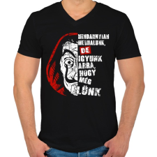 PRINTFASHION Money heist - Igyunk arra, hogy még élünk! - Férfi V-nyakú póló - Fekete férfi póló