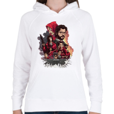 PRINTFASHION Money Heist - Női kapucnis pulóver - Fehér női pulóver, kardigán