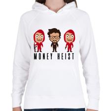 PRINTFASHION Money Heist - Női kapucnis pulóver - Fehér női pulóver, kardigán