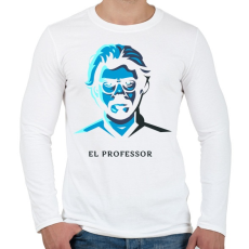 PRINTFASHION Money Heist - Professor - Férfi hosszú ujjú póló - Fehér