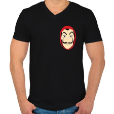 PRINTFASHION Money heist zsebszerüen - Férfi V-nyakú póló - Fekete férfi póló