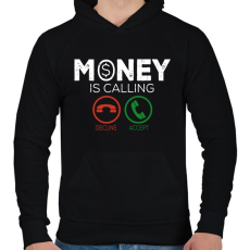 PRINTFASHION Money is callin - Férfi kapucnis pulóver - Fekete