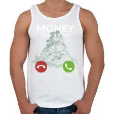PRINTFASHION Money is calling - Férfi atléta - Fehér atléta, trikó