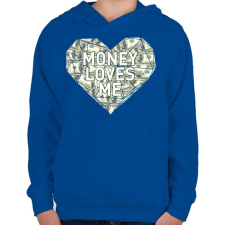 PRINTFASHION Money loves me - Gyerek kapucnis pulóver - Királykék gyerek pulóver, kardigán