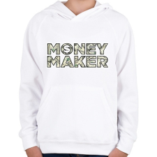 PRINTFASHION Money makeR - Gyerek kapucnis pulóver - Fehér gyerek pulóver, kardigán