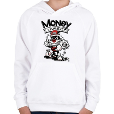 PRINTFASHION Money Makers - Gyerek kapucnis pulóver - Fehér gyerek pulóver, kardigán