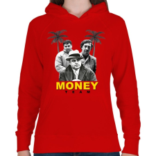 PRINTFASHION Money Team - Női kapucnis pulóver - Piros női pulóver, kardigán