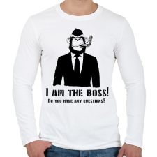 PRINTFASHION monkey boss - Férfi hosszú ujjú póló - Fehér férfi póló