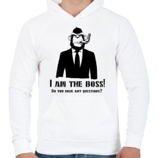 PRINTFASHION monkey boss - Férfi kapucnis pulóver - Fehér