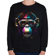PRINTFASHION Monkey design - Gyerek pulóver - Fekete