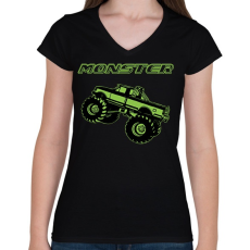 PRINTFASHION Monster - Női V-nyakú póló - Fekete