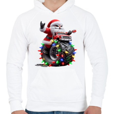 PRINTFASHION Monster Truck rocker mikulás  - Férfi kapucnis pulóver - Fehér