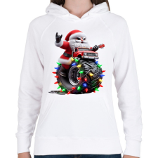 PRINTFASHION Monster Truck rocker mikulás  - Női kapucnis pulóver - Fehér női pulóver, kardigán