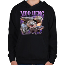 PRINTFASHION Moo Deng - Gyerek kapucnis pulóver - Fekete gyerek pulóver, kardigán