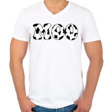 PRINTFASHION Moo - Férfi V-nyakú póló - Fehér férfi póló