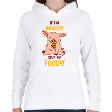 PRINTFASHION Moody, Foody - Női kapucnis pulóver - Fehér női pulóver, kardigán