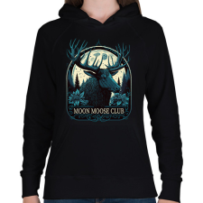 PRINTFASHION Moon Moose Club - reindeer - Női kapucnis pulóver - Fekete női pulóver, kardigán