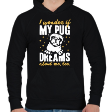 PRINTFASHION Mopsz álom - Férfi kapucnis pulóver - Fekete férfi pulóver, kardigán