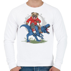 PRINTFASHION Mopsz és a T-rex - Férfi pulóver - Fehér
