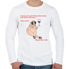 PRINTFASHION mopsz és bor - Férfi hosszú ujjú póló - Fehér férfi póló