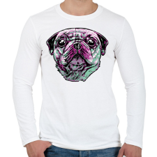 PRINTFASHION Mopsz - Férfi hosszú ujjú póló - Fehér férfi póló