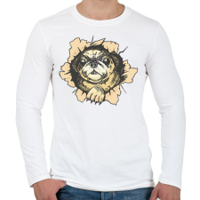 PRINTFASHION Mopsz - Férfi hosszú ujjú póló - Fehér férfi póló