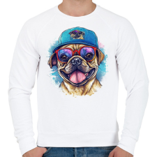 PRINTFASHION Mopsz - Férfi pulóver - Fehér férfi pulóver, kardigán