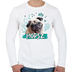 PRINTFASHION Mopsz firka - Férfi hosszú ujjú póló - Fehér