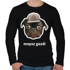 PRINTFASHION mopsz gazdi 3 - Férfi hosszú ujjú póló - Fekete férfi póló