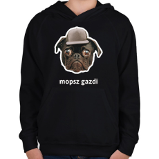 PRINTFASHION mopsz gazdi 3 - Gyerek kapucnis pulóver - Fekete