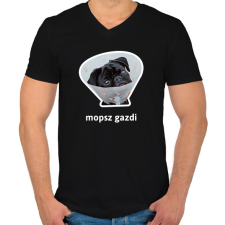 PRINTFASHION mopsz gazdi 5 - Férfi V-nyakú póló - Fekete férfi póló