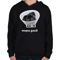 PRINTFASHION mopsz gazdi 5 - Gyerek kapucnis pulóver - Fekete
