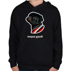 PRINTFASHION mopsz gazdi - Gyerek kapucnis pulóver - Fekete