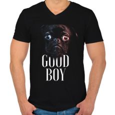 PRINTFASHION Mopsz - Good Boy - Férfi V-nyakú póló - Fekete