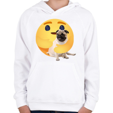 PRINTFASHION Mopsz - Gyerek kapucnis pulóver - Fehér