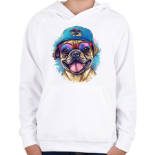 PRINTFASHION Mopsz - Gyerek kapucnis pulóver - Fehér gyerek pulóver, kardigán