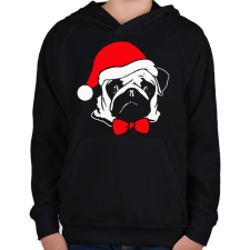 PRINTFASHION Mopsz karácsony - Gyerek kapucnis pulóver - Fekete gyerek pulóver, kardigán