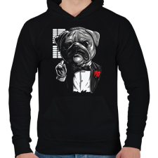 PRINTFASHION Mopsz keresztapa - Férfi kapucnis pulóver - Fekete férfi pulóver, kardigán