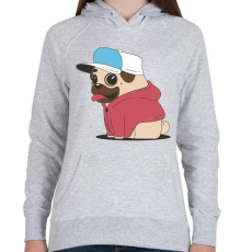 PRINTFASHION Mopsz kutya - Női kapucnis pulóver - Sport szürke