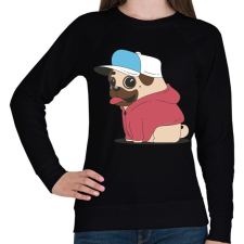 PRINTFASHION Mopsz kutya - Női pulóver - Fekete női pulóver, kardigán