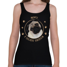 PRINTFASHION Mopsz - Legjobb barát - Női atléta - Fekete női trikó